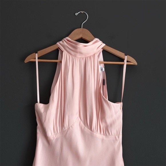 Hello Molly Maxi Midi Dress Pink Halter Neck Tie Barbie Bridesmaid Romantic 8 - Picture 9 of 11